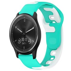 Per cinturino in silicone bicolore Garmin Vivomove Sport da 20 mm (ciano + bianco)