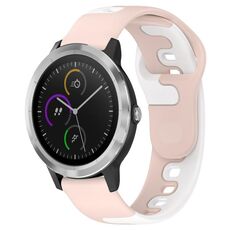 Per cinturino in silicone bicolore Garmin Vivoactive 3 da 20 mm (rosa + bianco)