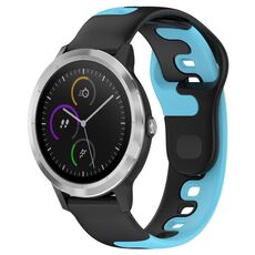 Per cinturino in silicone bicolore Garmin Vivoactive 3 da 20 mm (nero + blu)