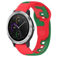 Per cinturino in silicone bicolore Garmin Vivoactive 3 da 20 mm (rosso + verde)