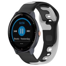 Per cinturino in silicone bicolore Garmin Vivoactive3 Music da 20 mm (nero + grigio)