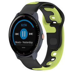Per cinturino in silicone bicolore Garmin Vivoactive3 Music da 20 mm (nero + verde)