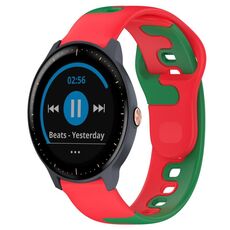 Per cinturino in silicone bicolore Garmin Vivoactive3 Music da 20 mm (rosso + verde)