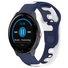 Per cinturino in silicone bicolore Garmin Vivoactive3 Music da 20 mm (blu + bianco)