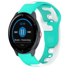 Per cinturino in silicone bicolore Garmin Vivoactive3 Music da 20 mm (ciano + bianco)