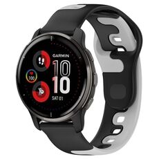 Per cinturino in silicone bicolore Garmin Venu 2 Plus da 20 mm (nero + grigio)