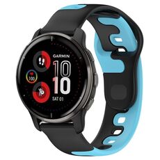 Per cinturino in silicone bicolore Garmin Venu 2 Plus da 20 mm (nero + blu)