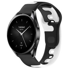 Per Xiaomi Watch S2 42mm 22mm cinturino in silicone bicolore (nero + bianco)