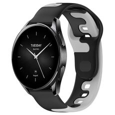 Per Xiaomi Watch S2 42mm 22mm cinturino in silicone bicolore (nero + grigio)