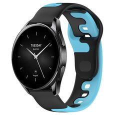 Per Xiaomi Watch S2 42mm 22mm cinturino in silicone bicolore (nero + blu)