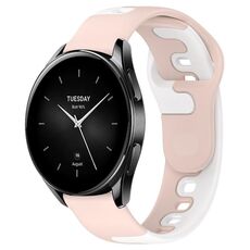 Per Xiaomi Watch S2 46mm 22mm cinturino in silicone bicolore (rosa + bianco)