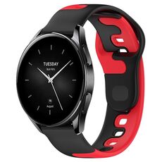 Per Xiaomi Watch S2 46mm 22mm cinturino in silicone bicolore (nero + rosso)