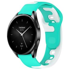 Per Xiaomi Watch S2 46mm 22mm cinturino in silicone bicolore (ciano + bianco)
