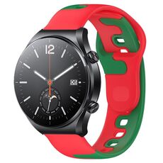 Per Xiaomi MI Watch S1 cinturino in silicone bicolore da 22 mm (rosso + verde)