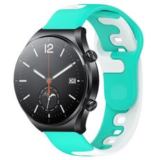 Per Xiaomi MI Watch S1 cinturino in silicone bicolore da 22 mm (ciano + bianco)