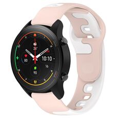 Per Xiaomi MI Watch S1 Pro cinturino in silicone bicolore da 22 mm (rosa + bianco)