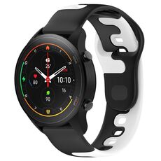 Per Xiaomi MI Watch S1 Pro cinturino in silicone bicolore da 22 mm (nero + bianco)