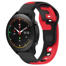Per Xiaomi MI Watch S1 Pro cinturino in silicone bicolore da 22 mm (nero + rosso)