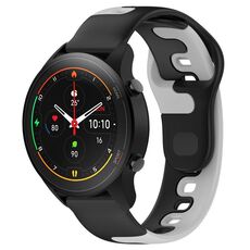 Per Xiaomi MI Watch S1 Pro cinturino in silicone bicolore da 22 mm (nero + grigio)