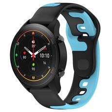 Per Xiaomi MI Watch S1 Pro cinturino in silicone bicolore da 22 mm (nero + blu)