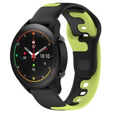 Per Xiaomi MI Watch S1 Pro cinturino in silicone bicolore da 22 mm (nero + verde)