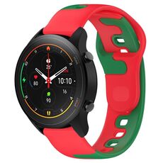 Per Xiaomi MI Watch S1 Pro cinturino in silicone bicolore da 22 mm (rosso + verde)