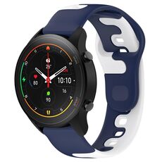 Per Xiaomi MI Watch S1 Pro cinturino in silicone bicolore da 22 mm (blu + bianco)