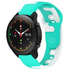 Per Xiaomi MI Watch S1 Pro cinturino in silicone bicolore da 22 mm (ciano + bianco)
