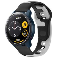 Per Xiaomi Watch S1 Active cinturino in silicone bicolore da 22 mm (nero + grigio)
