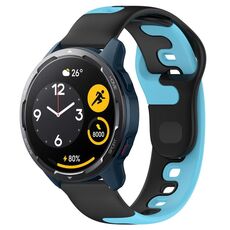 Per Xiaomi Watch S1 Active cinturino in silicone bicolore da 22 mm (nero + blu)