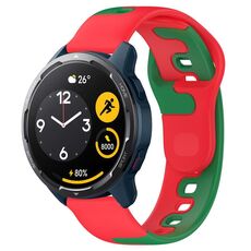 Per Xiaomi Watch S1 Active cinturino in silicone bicolore da 22 mm (rosso + verde)