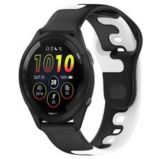 Per cinturino in silicone bicolore Garmin Forerunner 265 da 22 mm (nero + bianco)