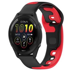 Per cinturino in silicone bicolore Garmin Forerunner 265 da 22 mm (nero + rosso)