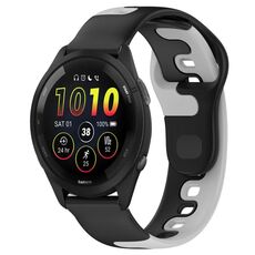 Per cinturino in silicone bicolore Garmin Forerunner 265 da 22 mm (nero + grigio)