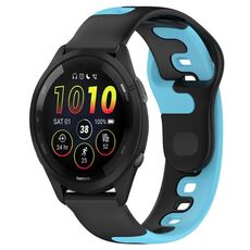 Per cinturino in silicone bicolore Garmin Forerunner 265 da 22 mm (nero + blu)