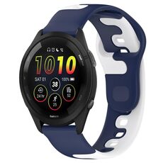 Per cinturino in silicone bicolore Garmin Forerunner 265 da 22 mm (blu + bianco)