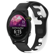 Per cinturino in silicone bicolore Garmin Forerunner 255 da 22 mm (nero + bianco)