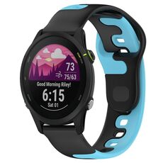 Per cinturino in silicone bicolore Garmin Forerunner 255 da 22 mm (nero + blu)