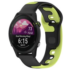 Per cinturino in silicone bicolore Garmin Forerunner 255 da 22 mm (nero + verde)