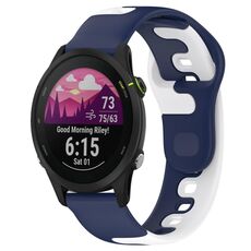 Per cinturino in silicone bicolore Garmin Forerunner 255 da 22 mm (blu + bianco)