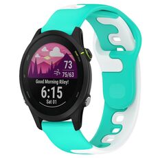 Per cinturino in silicone bicolore Garmin Forerunner 255 da 22 mm (ciano + bianco)