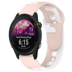 Per cinturino in silicone bicolore Garmin Forerunner 255 Music da 22 mm (rosa + bianco)