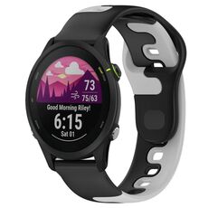 Per cinturino in silicone bicolore Garmin Forerunner 255 Music da 22 mm (nero + grigio)