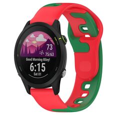 Per cinturino in silicone bicolore Garmin Forerunner 255 Music da 22 mm (rosso + verde)