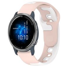 Per cinturino in silicone bicolore Garmin Venu 2 da 22 mm (rosa + bianco)