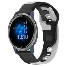Per cinturino in silicone bicolore Garmin Venu 2 da 22 mm (nero + grigio)