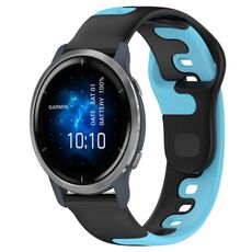 Per cinturino in silicone bicolore Garmin Venu 2 da 22 mm (nero + blu)