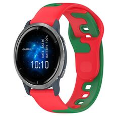 Per cinturino in silicone bicolore Garmin Venu 2 da 22 mm (rosso + verde)