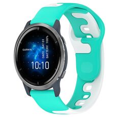 Per cinturino in silicone bicolore Garmin Venu 2 da 22 mm (ciano + bianco)