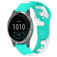 Per cinturino in silicone bicolore Garmin Venu 3 da 22 mm (ciano + bianco)